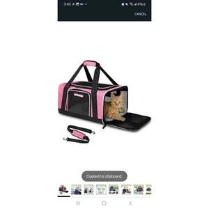 Airline Approved Pet Carrier - Stylish Pink and Black Cat/Dog Travel Bag